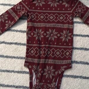 Patterned Maroon and Gray Kids One Piece